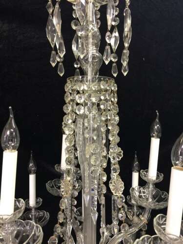 Large English Cut Glass and Crystal Antique Chandelier