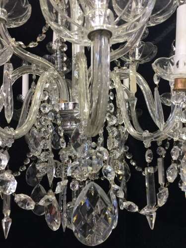 Large English Cut Glass and Crystal Antique Chandelier