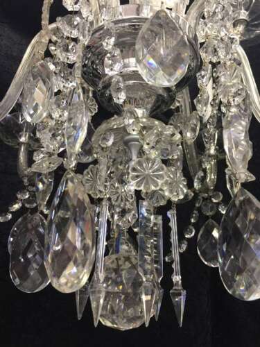 Large English Cut Glass and Crystal Antique Chandelier