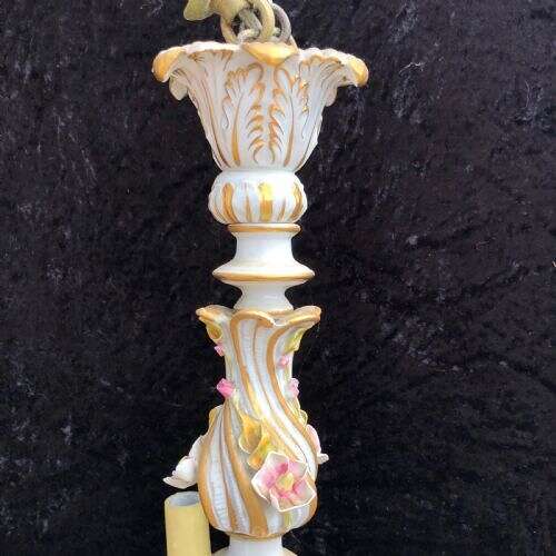 Three Light Capodimonte Antique Chandelier