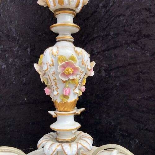 Three Light Capodimonte Antique Chandelier