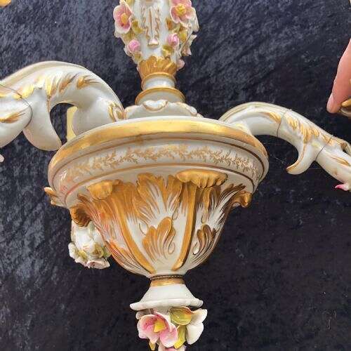 Three Light Capodimonte Antique Chandelier