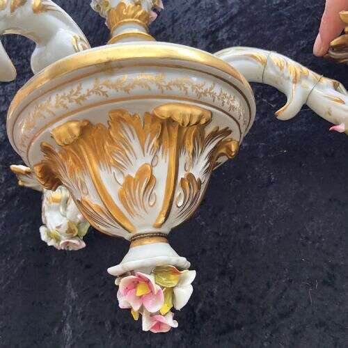 Three Light Capodimonte Antique Chandelier