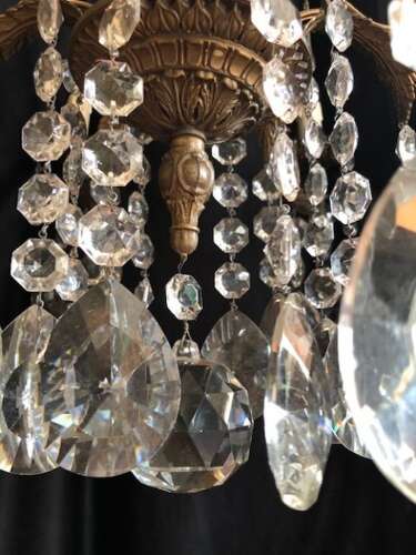 A Large Twelve Light Dark Framed Italian Two Tier Antique Chandelier