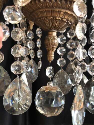A Large Twelve Light Dark Framed Italian Two Tier Antique Chandelier