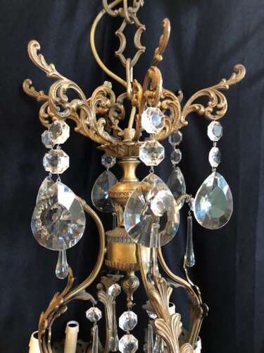 A Large Twelve Light Dark Framed Italian Two Tier Antique Chandelier