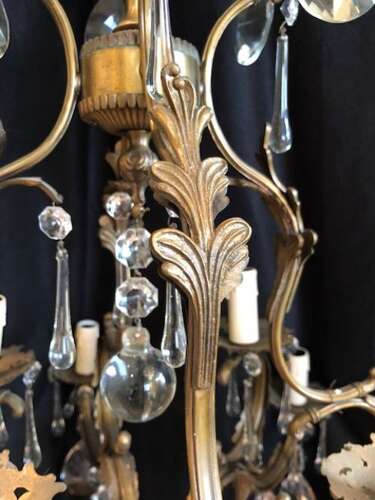 A Large Twelve Light Dark Framed Italian Two Tier Antique Chandelier