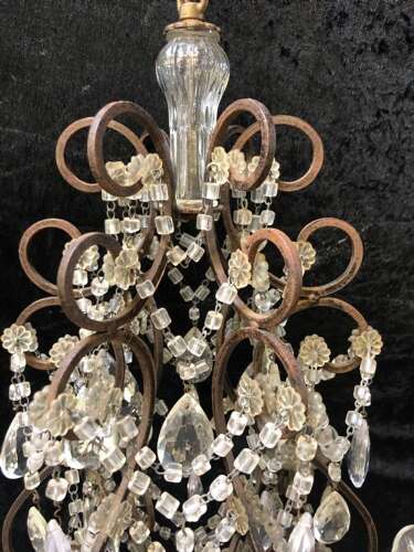 A Six Light Dark Framed Florentine Antique Chandelier