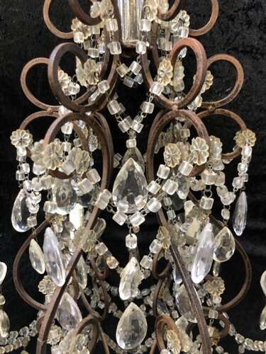 A Six Light Dark Framed Florentine Antique Chandelier