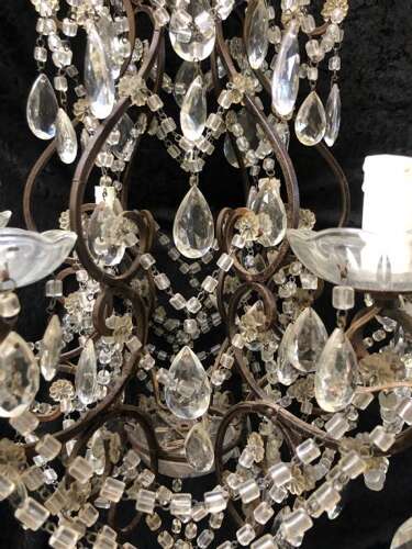 A Six Light Dark Framed Florentine Antique Chandelier