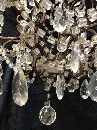 A Six Light Dark Framed Florentine Antique Chandelier