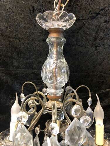A Nine Light French Cage Dark Frame Antique Chandelier