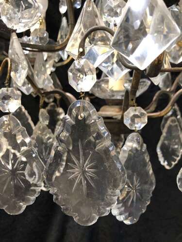 A Nine Light French Cage Dark Frame Antique Chandelier