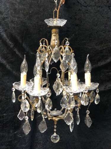 A Six Light French Cage Antique Chandelier
