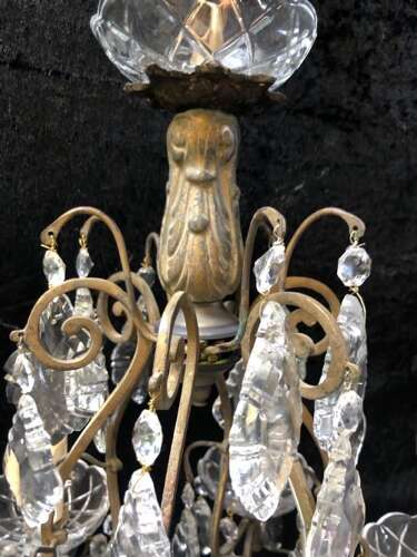 A Six Light French Cage Antique Chandelier
