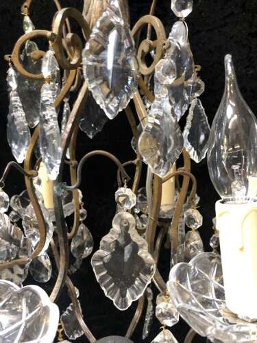 A Six Light French Cage Antique Chandelier