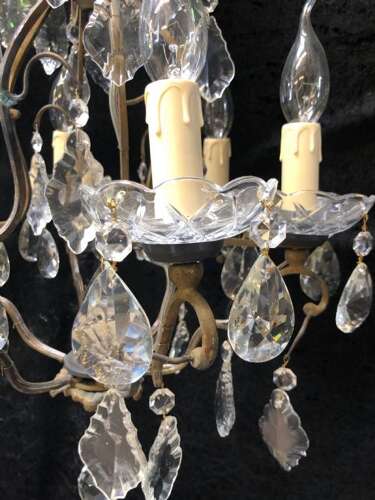 A Six Light French Cage Antique Chandelier