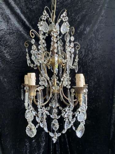 Five Light Dark Framed Pretty Italian Chandelier