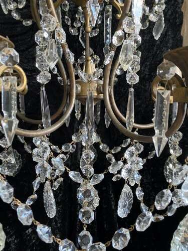 Five Light Dark Framed Pretty Italian Chandelier
