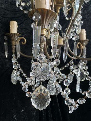 Five Light Dark Framed Pretty Italian Chandelier