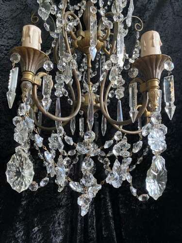 Five Light Dark Framed Pretty Italian Chandelier