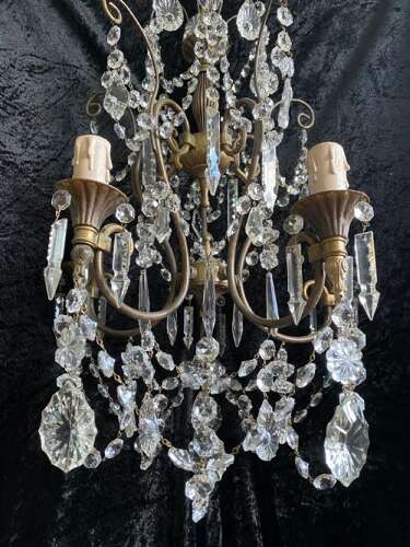 Five Light Dark Framed Pretty Italian Chandelier