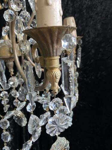 Five Light Dark Framed Pretty Italian Chandelier
