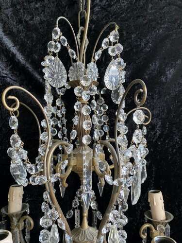 Five Light Dark Framed Pretty Italian Chandelier