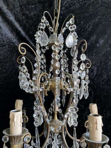 Five Light Dark Framed Pretty Italian Chandelier