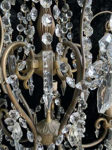 Five Light Dark Framed Pretty Italian Chandelier