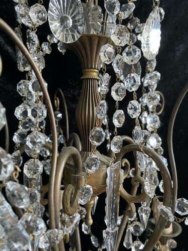 Five Light Dark Framed Pretty Italian Chandelier