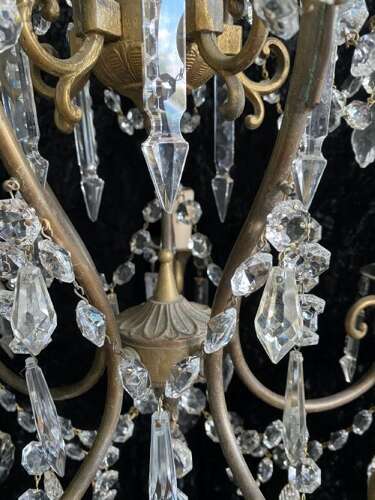 Five Light Dark Framed Pretty Italian Chandelier