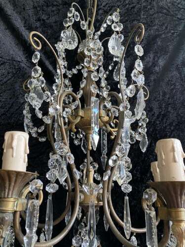 Five Light Dark Framed Pretty Italian Chandelier
