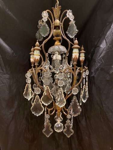 A One Light Antique Italian Cage Chandelier