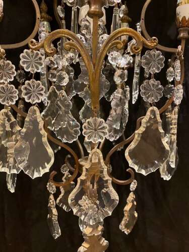 A One Light Antique Italian Cage Chandelier