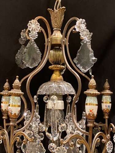 A One Light Antique Italian Cage Chandelier