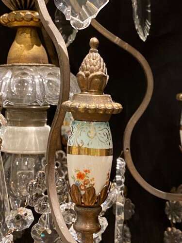 A One Light Antique Italian Cage Chandelier