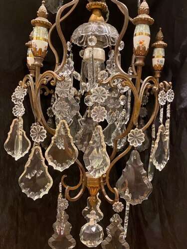 A One Light Antique Italian Cage Chandelier