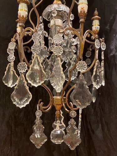 A One Light Antique Italian Cage Chandelier