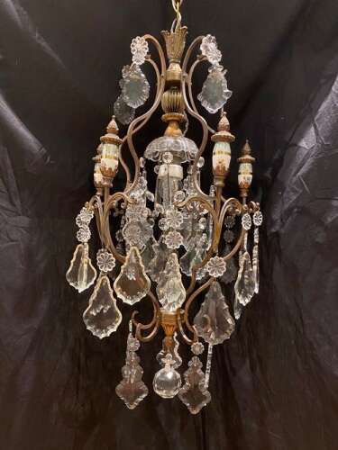 A One Light Antique Italian Cage Chandelier