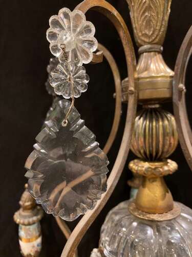 A One Light Antique Italian Cage Chandelier