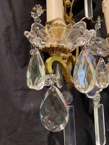 A Pair of Good Quality French Two Light Antique Wall-lights