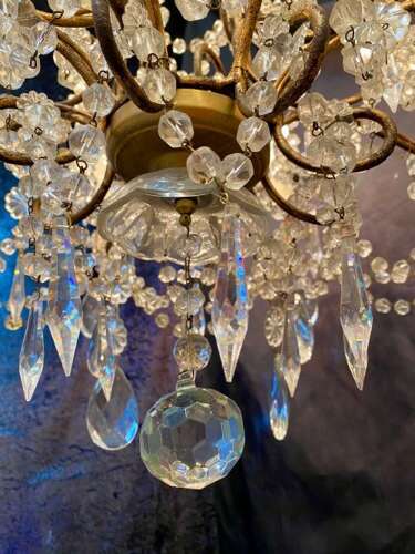 TWELVE LIGHT FLORENTINE GILT ANTIQUE CHANDELIER