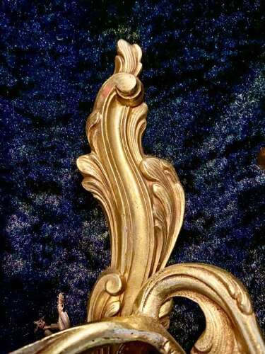 Pair Of French Twin Arm Antique Brass Wall Lights