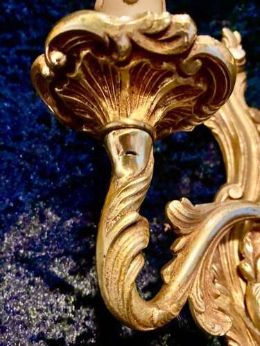 Pair Of French Twin Arm Antique Brass Wall Lights