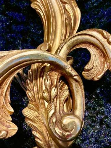 Pair Of French Twin Arm Antique Brass Wall Lights