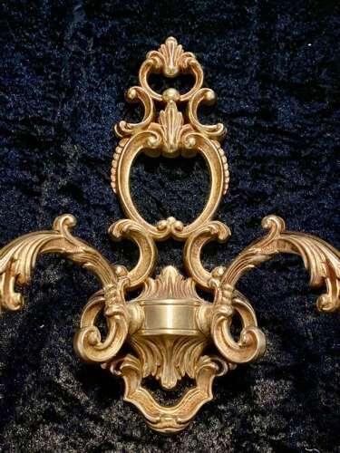 A PAIR OF TWO ARM FRENCH BRASS WALL-LIGHTS WITH OPEN FRAME