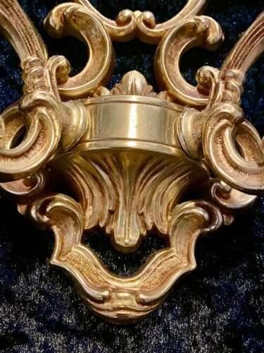 A PAIR OF TWO ARM FRENCH BRASS WALL-LIGHTS WITH OPEN FRAME