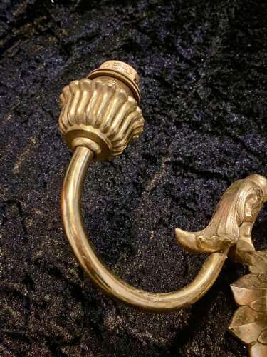 A PAIR OF TWO LIGHT FRENCH BRASS WALL-LIGHTS