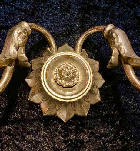 A PAIR OF TWO LIGHT FRENCH BRASS WALL-LIGHTS